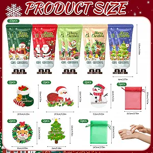 Набор Кремов для Рук Рождественский, 10 Штук Мини Кремов для Рук с Рождественскими Открытками, Мини Крем для Рук, Парфюмированный Крем для Рук, для Сухой и Потрескавшейся Кожи Рук, для Женщин и Мужчин, Рождественский Подарок synthetic.ua - Фото 1