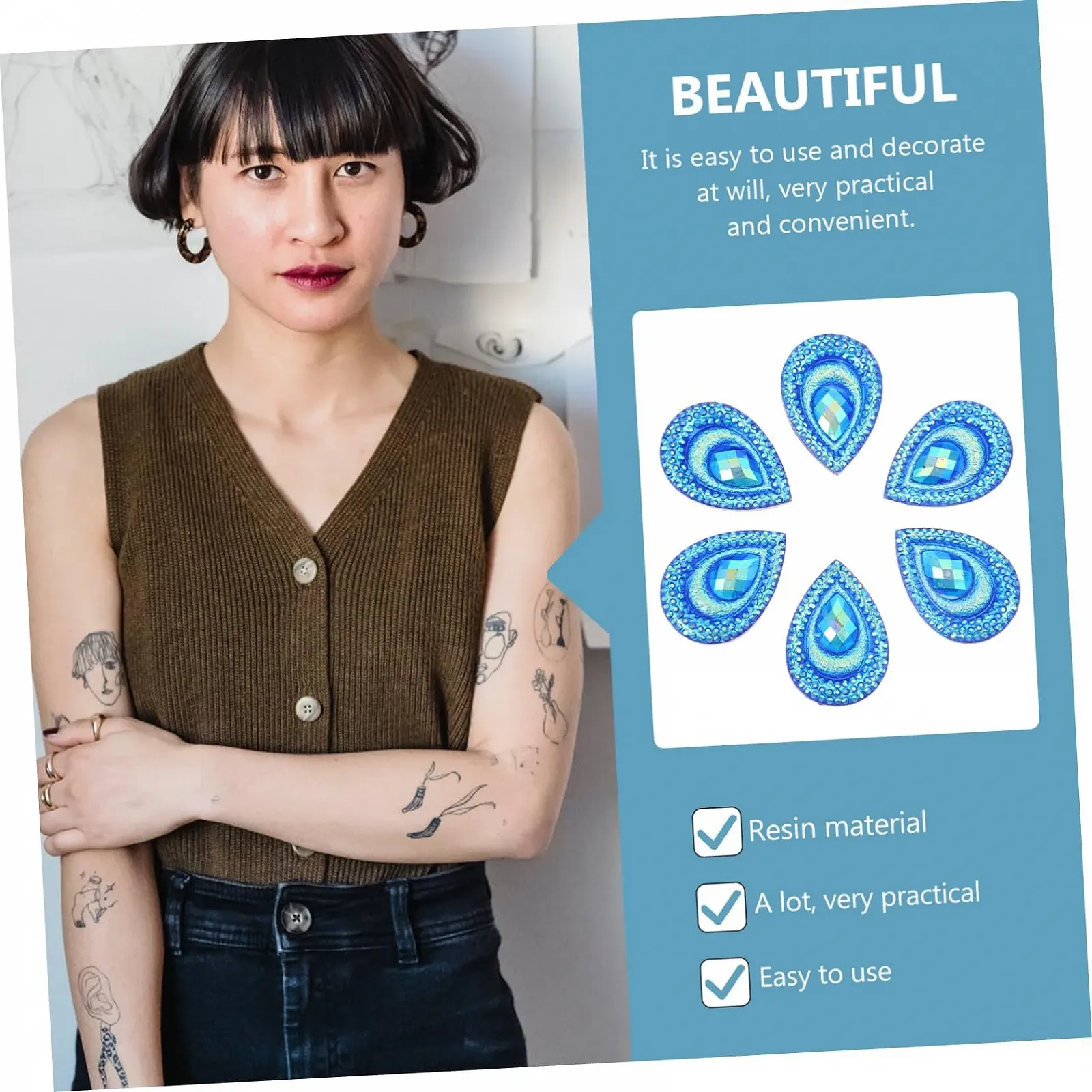 Стрази Форми Краплі Води NUOBESTY 3 шт., фото №9