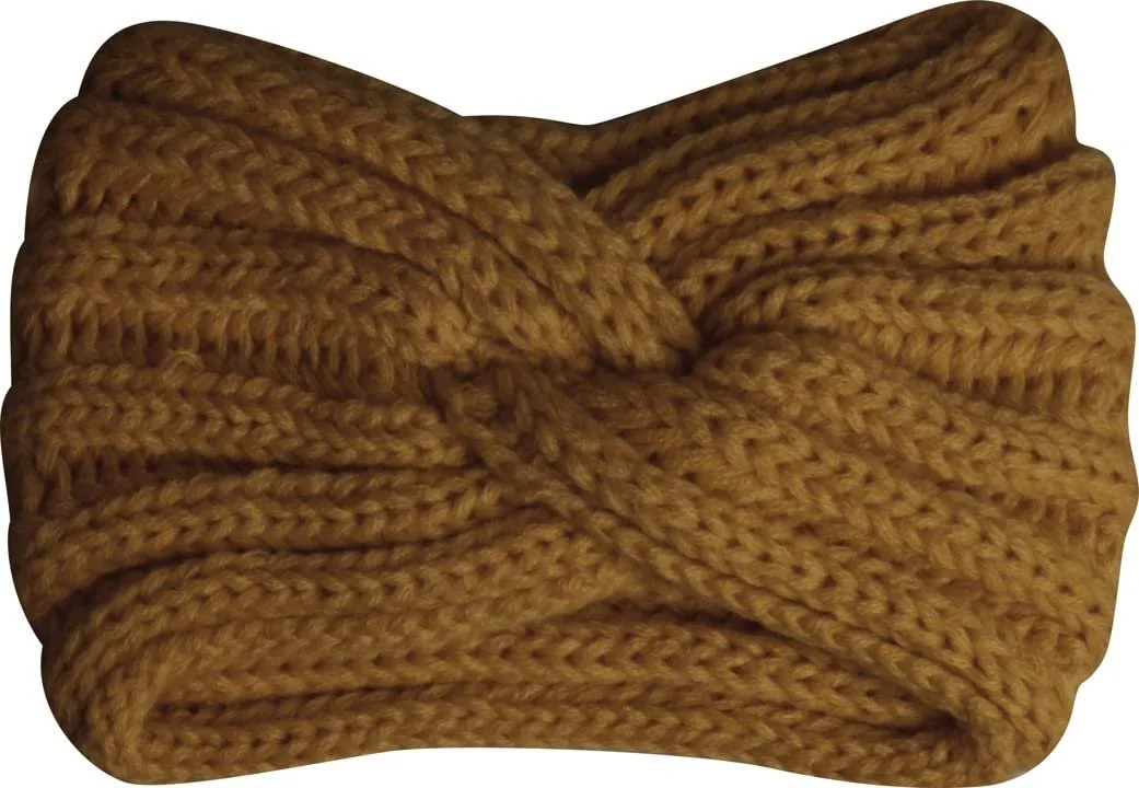 Пов'язка на голову Capelli New York в рубчик з вузлом Гірчичний, фото №1