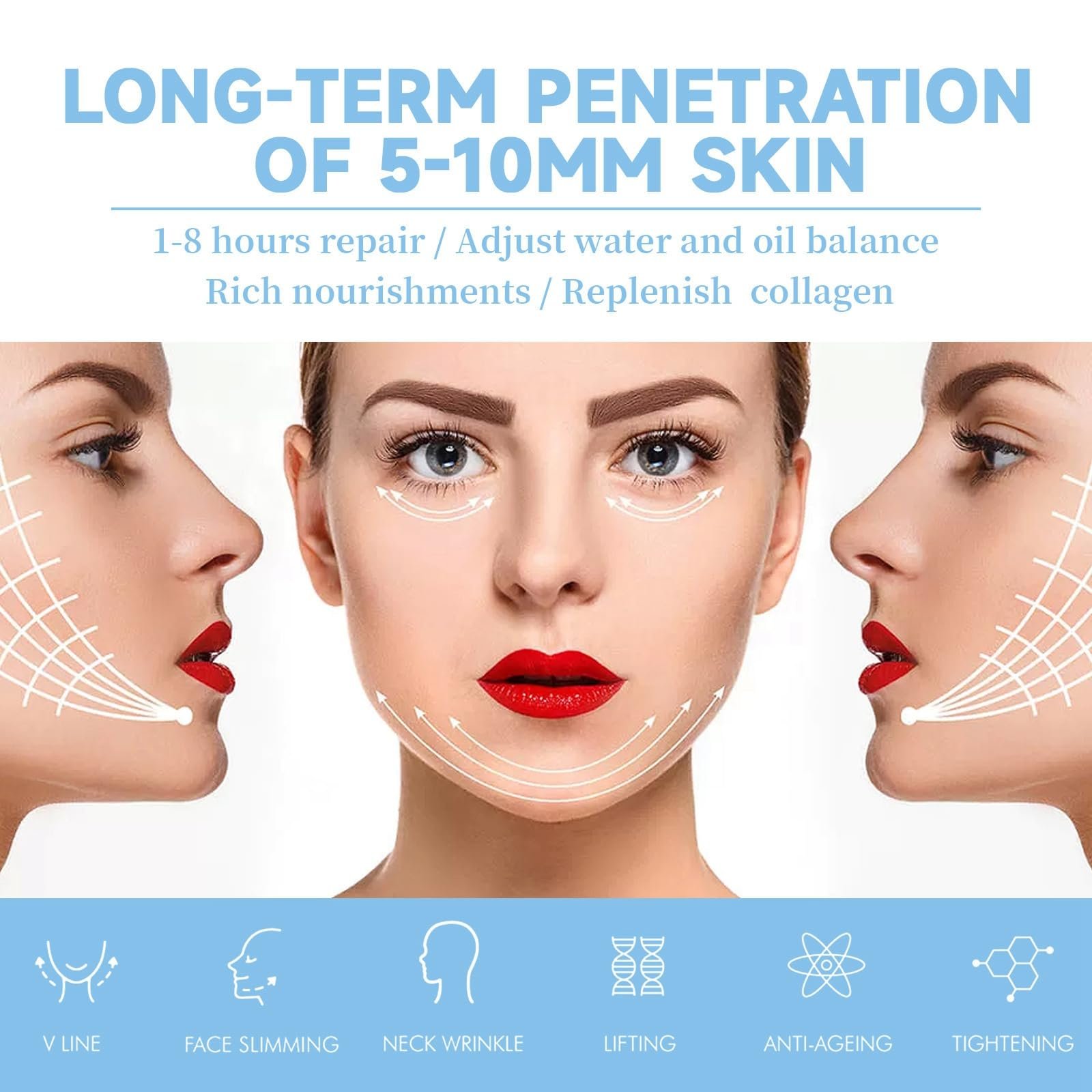 Маска для лица V-образная для лифтинга лица 5 шт Увлажняющая для подтяжки и упругости кожи, фото №8