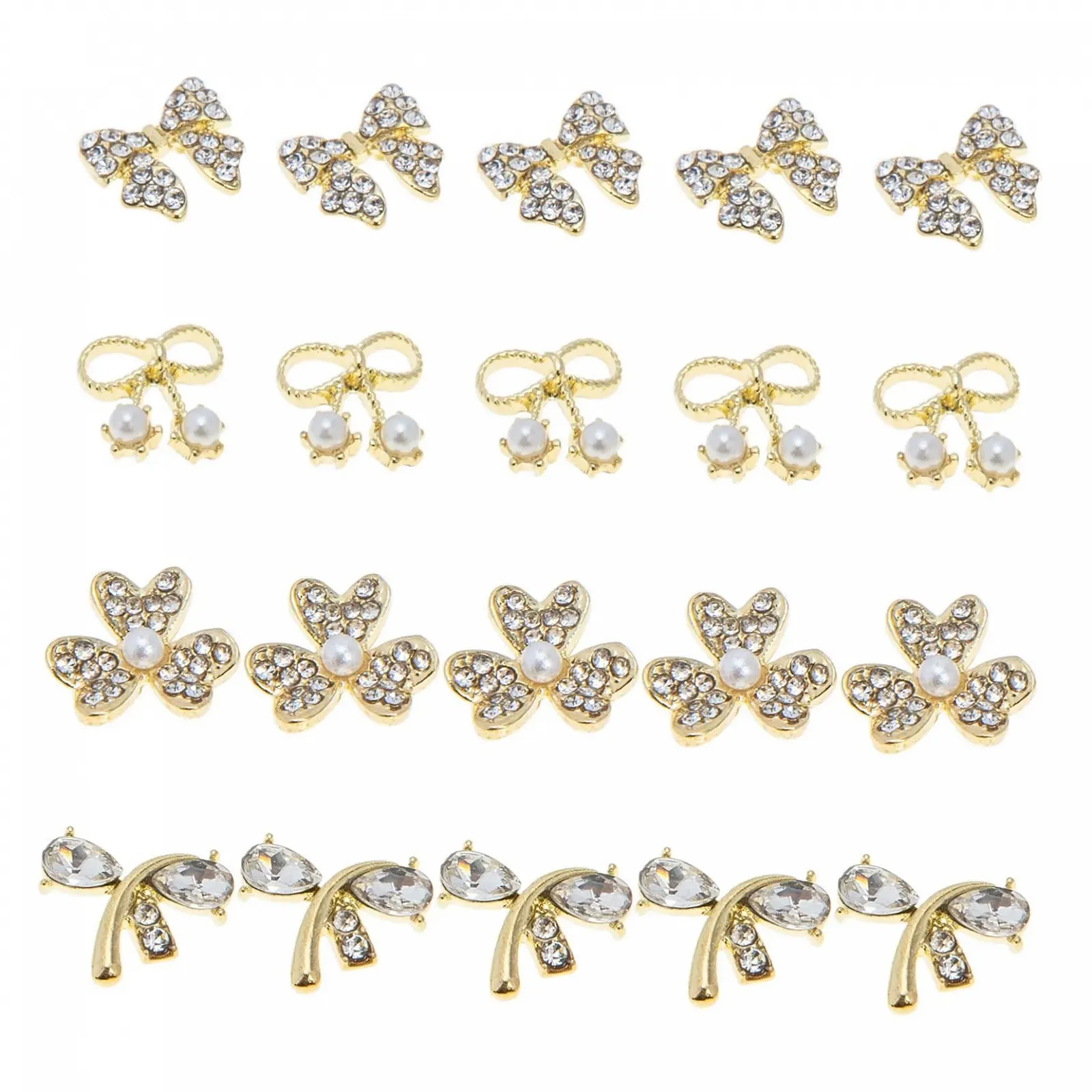 Украшения для ногтей Бантик FRCOLOR 20 шт., украшения для маникюра с жемчугом и стразами, DIY украшения, фото №1