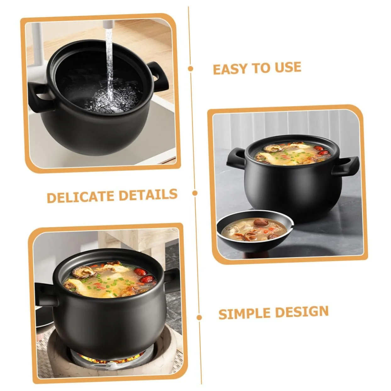 Кастрюля-керол керамическая многофункциональная для газовых плит большая, фото №4