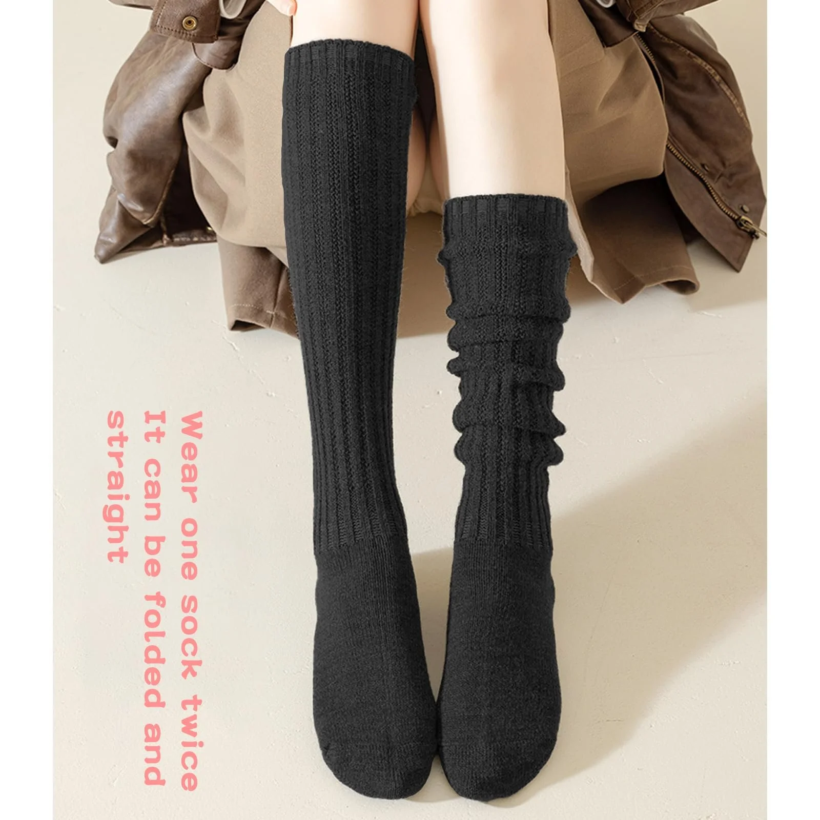 Шкарпетки Slouch для жінок 3 пари, подовжені шкарпетки до колін, фото №4