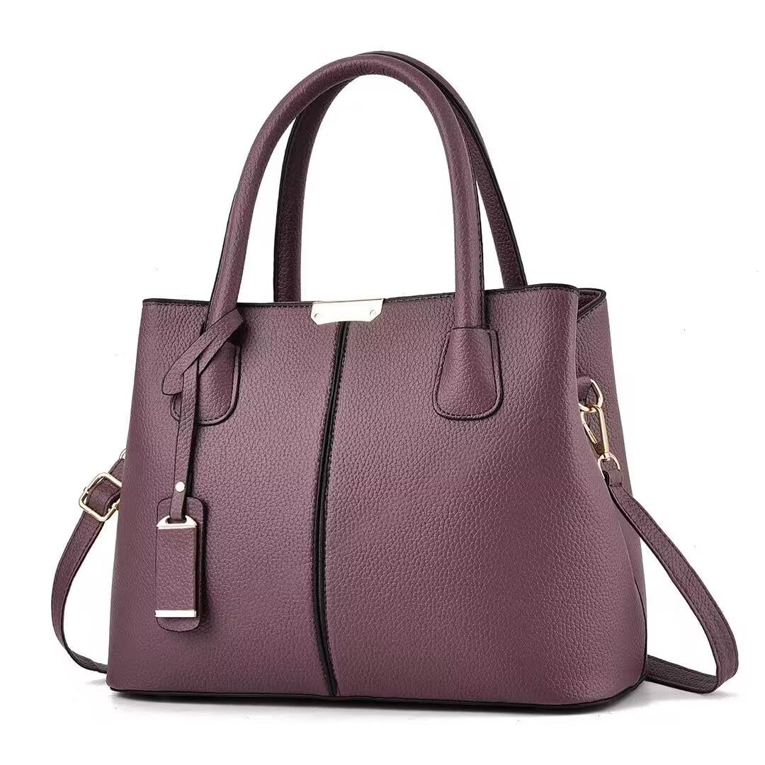 Сумка жіноча FiveloveTwo Classy Satchel Tote Handle Bag Shoulder Bag, темно-фіолетова, фото №1