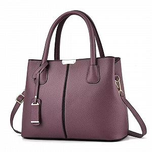 Сумка жіноча FiveloveTwo Classy Satchel Tote Handle Bag Shoulder Bag, темно-фіолетова - Фото 1