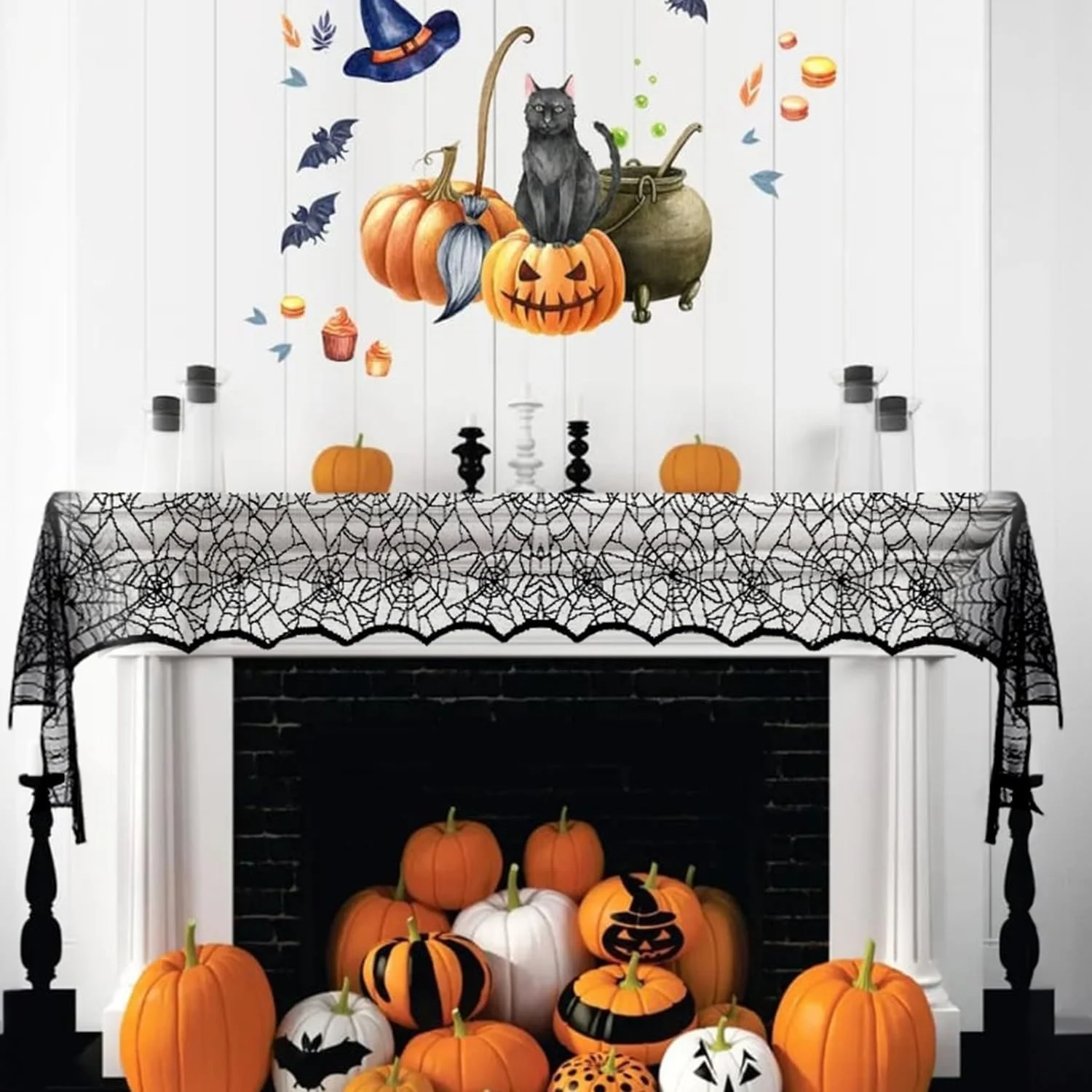 Ранер Spider Webs Halloween Black Lace Polyester 45,5 x 183 см, фото №2