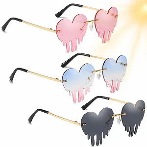 Солнцезащитные очки Gotyou Винтажные без оправы, набор 3 шт. Каплевидные сердцевидные - Фото 1