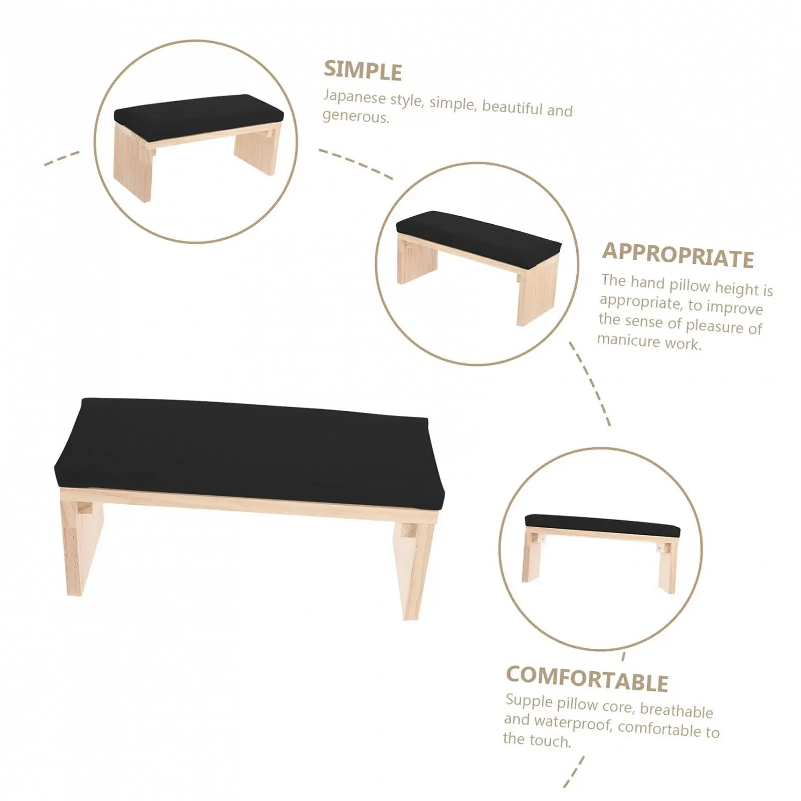 Подушка для рук майстра манікюру Дерево/Шкіра Сіра, фото №9