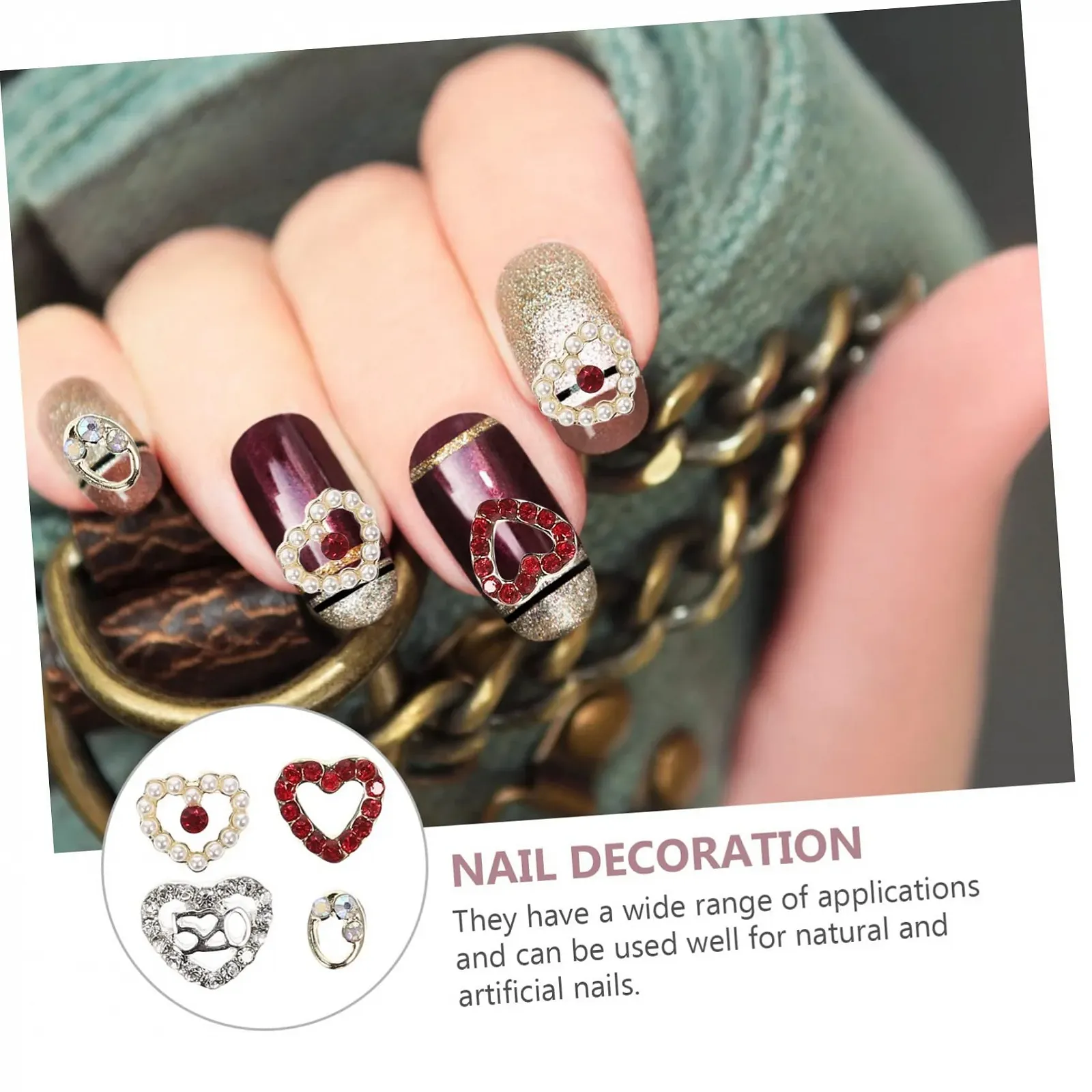 Украшения для ногтей Сердечки FRCOLOR 80 шт. Аксессуары для маникюра для дизайна ногтей ко Дню Святого Валентина, фото №5