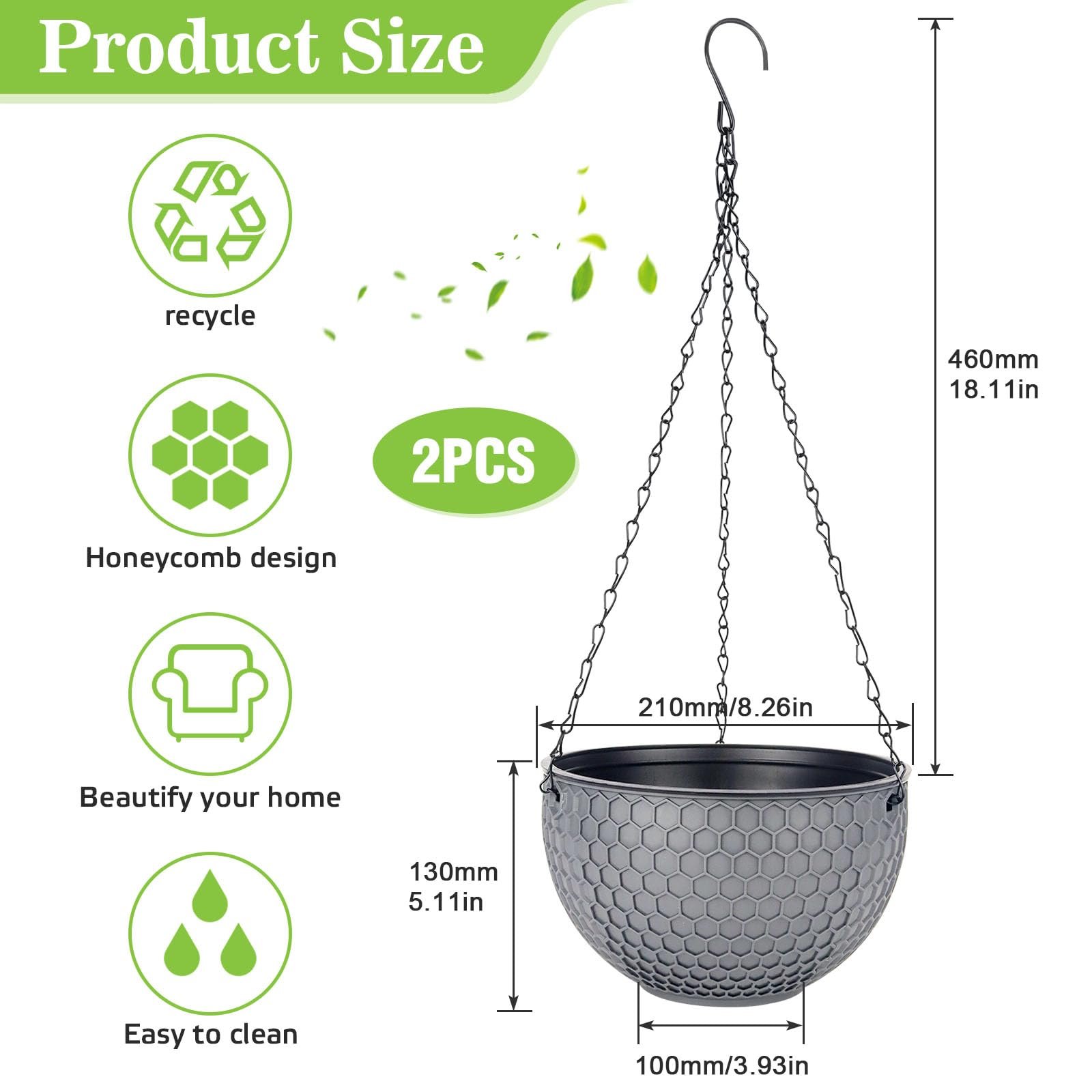 Підвісні квіткові горщики Набір з 2 шт. 21 cm, фото №2