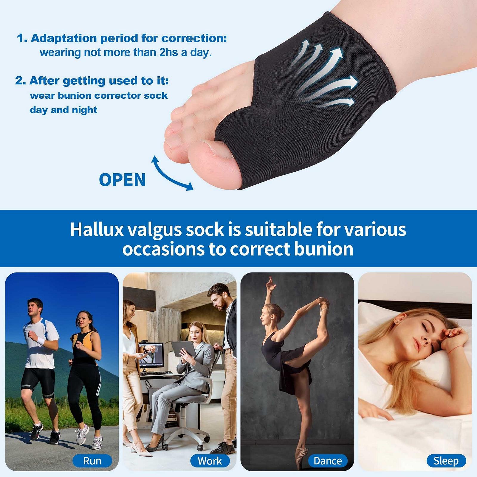 Коректор великого пальця стопи від вальгусної деформації, ортопедична шина з силіконовою подушкою, денний та нічний, чорний та L, фото №7