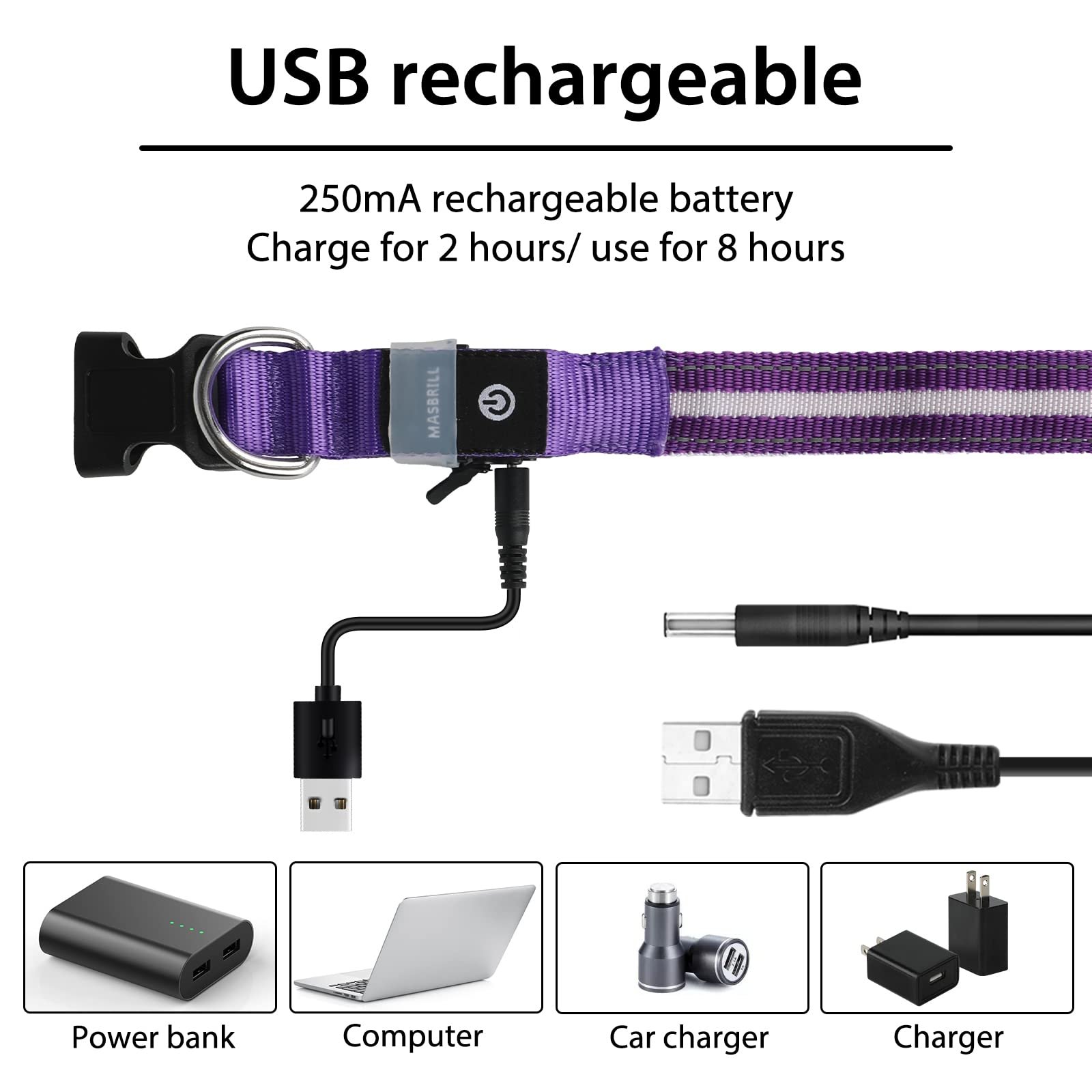 LED ошейник MASBRILL USB Светящийся Водонепроницаемый 3 режима Регулируемый для собак всех размеров, фото №3 LED ошейник MASBRILL USB Светящийся Водонепроницаемый 3 режима Регулируемый для собак всех размеров, фото №3