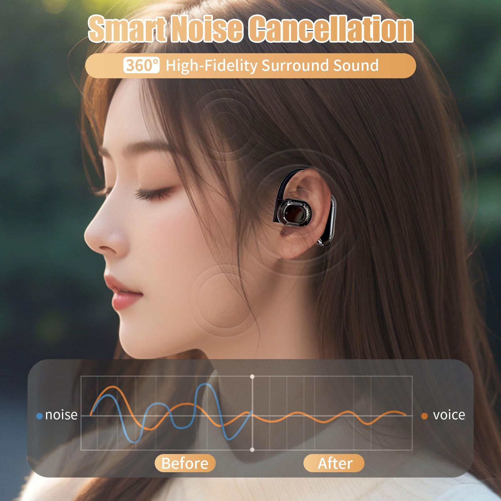 Навушники для перекладу голосу в реальному часі AI Live Translator, підтримка 74 мов з AI асистентом для подорожей, навчання, бізнес-школи Чорний, фото №5