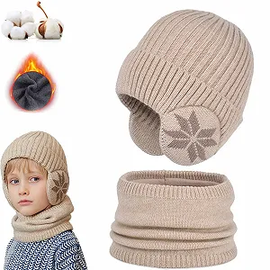 Шапка і шарф behound Дитячі зимові флісові, в'язані, захист вух - Фото 1