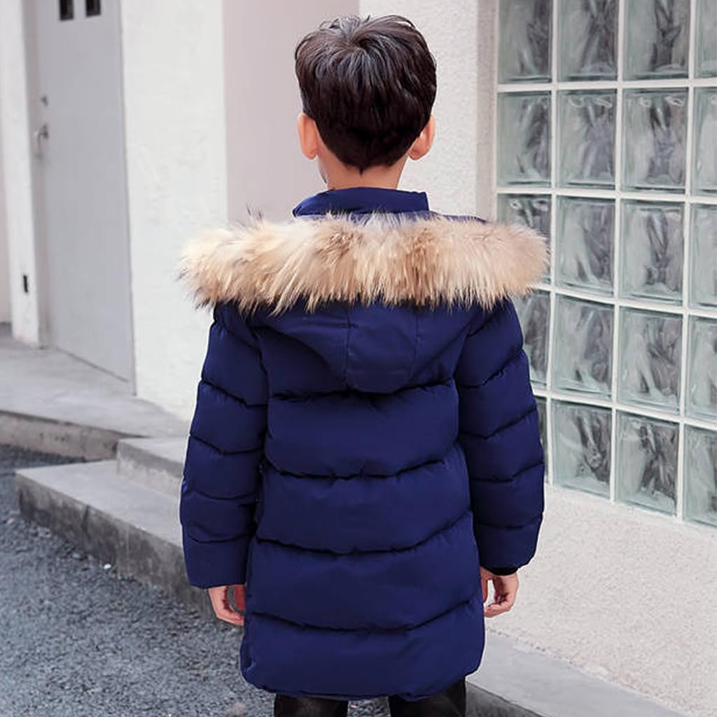 Зимова куртка Linboo для хлопчиків, дитяча зі знімним хутряним капюшоном, товста стьобана, фото №4 Зимова куртка Linboo для хлопчиків, дитяча зі знімним хутряним капюшоном, товста стьобана, фото №4