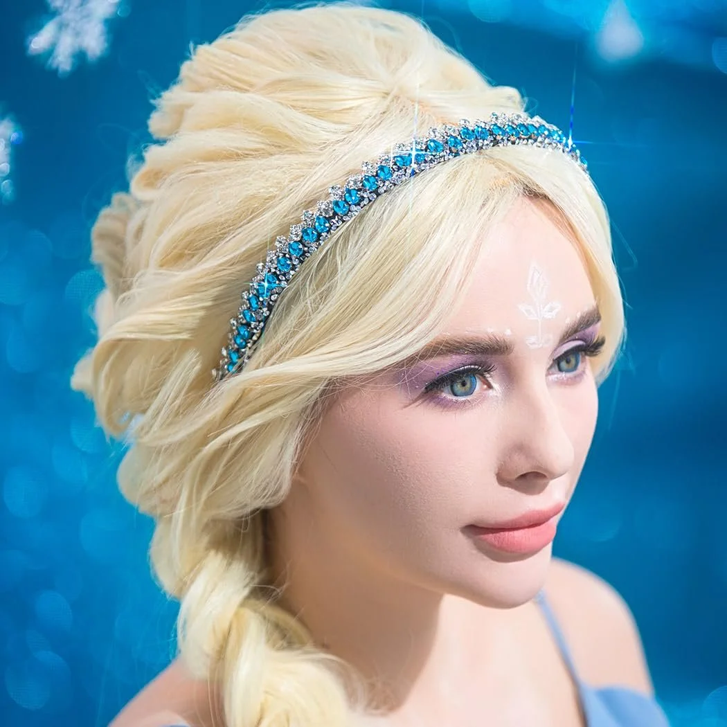 Обруч для волосся зі стразами Glitter Blue Crystal Тонкий, фото №4