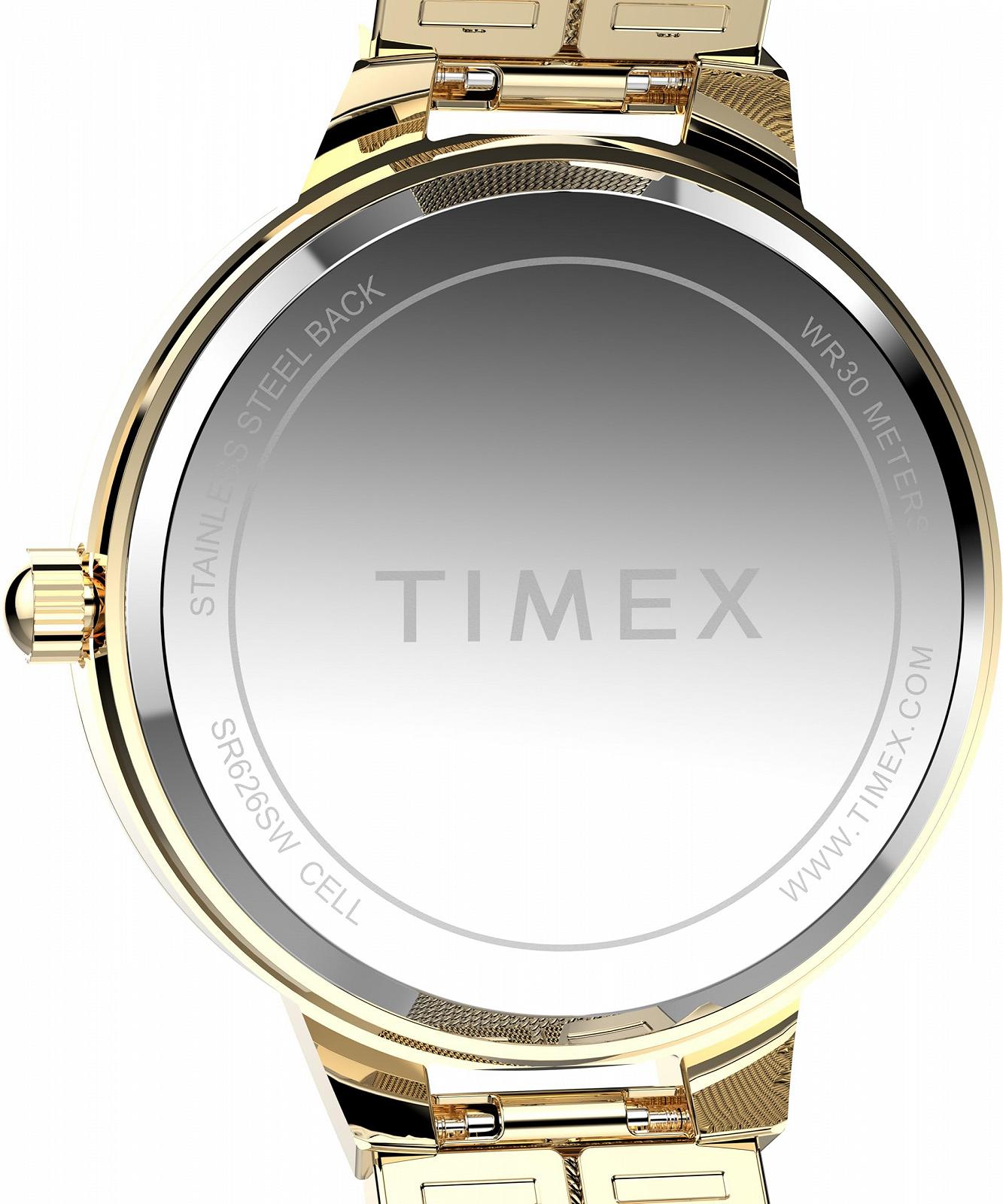 Женские часы Timex Main Street 29 мм, золотой браслет из сплава, циферблат «Перламутр», золотой корпус TW2Y30500, фото №4