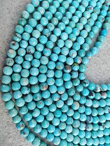 Бусины круглые из натуральной бирюзы гладкие 5-5.5 мм, нить длиной 9 дюймов бусины из драгоценных камней для ожерелья и браслета synthetic.ua - Фото 1
