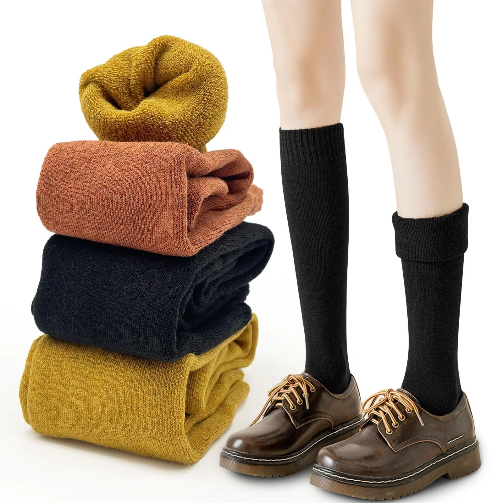 3 пари В'язані шкарпетки для дівчат Теплі термошкарпетки, фото №1