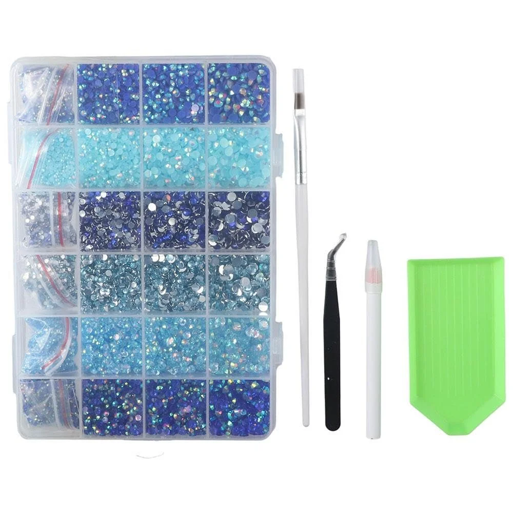 Стразы из искусственной смолы 2 mm, 3 mm, 4 mm, 5 mm, Синий, 30000 шт, фото №1