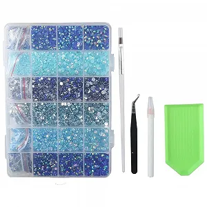 Стразы из искусственной смолы 2 mm, 3 mm, 4 mm, 5 mm, Синий, 30000 шт - Фото 1