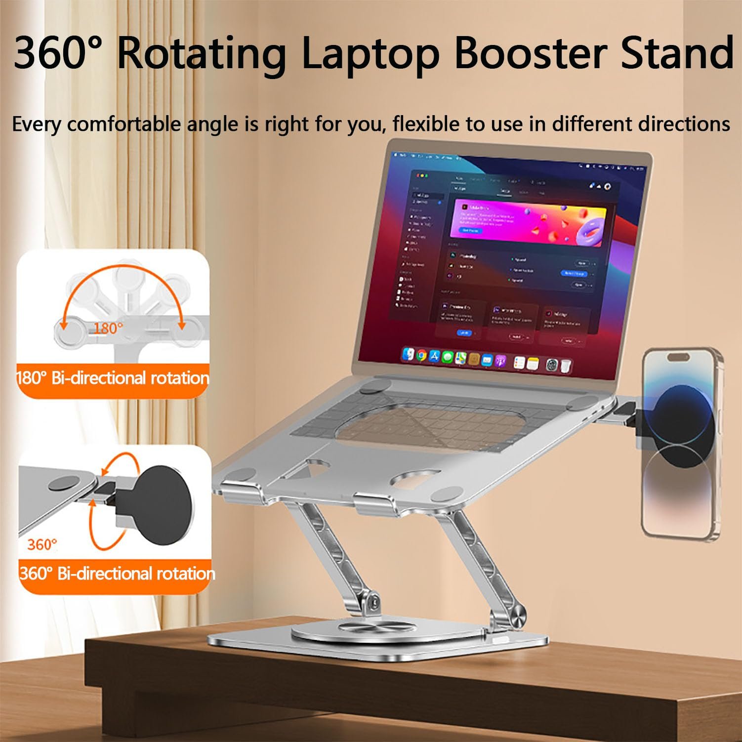 Підставка для ноутбука регульована з обертанням на 360, фото №2 Підставка для ноутбука регульована з обертанням на 360, фото №2