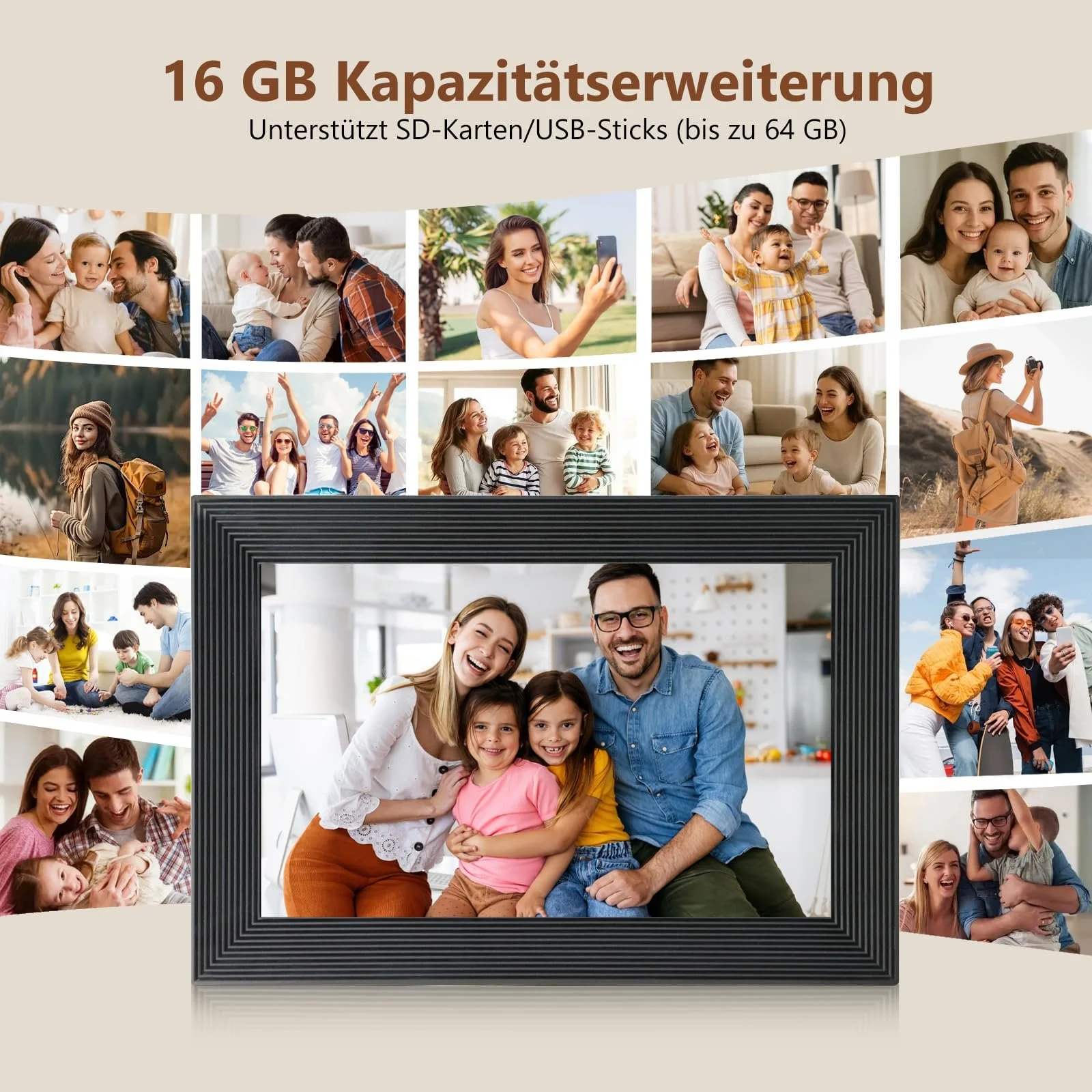 Цифровая фоторамка Golony Frameo 10 Inch 1920 x 1200 IPS Touch Screen WiFi 32GB Black, фото №7