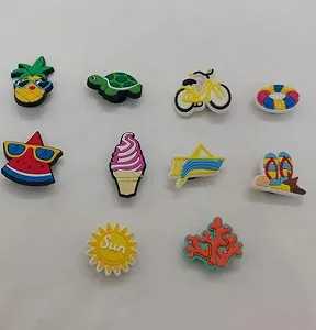 Набор джибитсов для крокса (Crocs) «Яркое Лето» — Пляжные украшения: Солнце, Мороженое, Велосипед, 10 шт. джибитсы лето аксессуары для обуви crocs отдых, набор джибитсов летние аксессуары для обуви. synthetic.ua - Фото 1