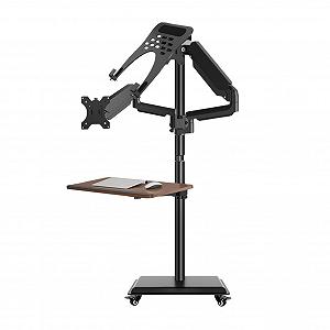 Напольная Стойка для Ноутбука, Подвижная Платформа с Двумя Экранами, Напольная Компьютерная Стойка из Стали, для Офиса, Дома, Открытого Воздуха - Фото 1