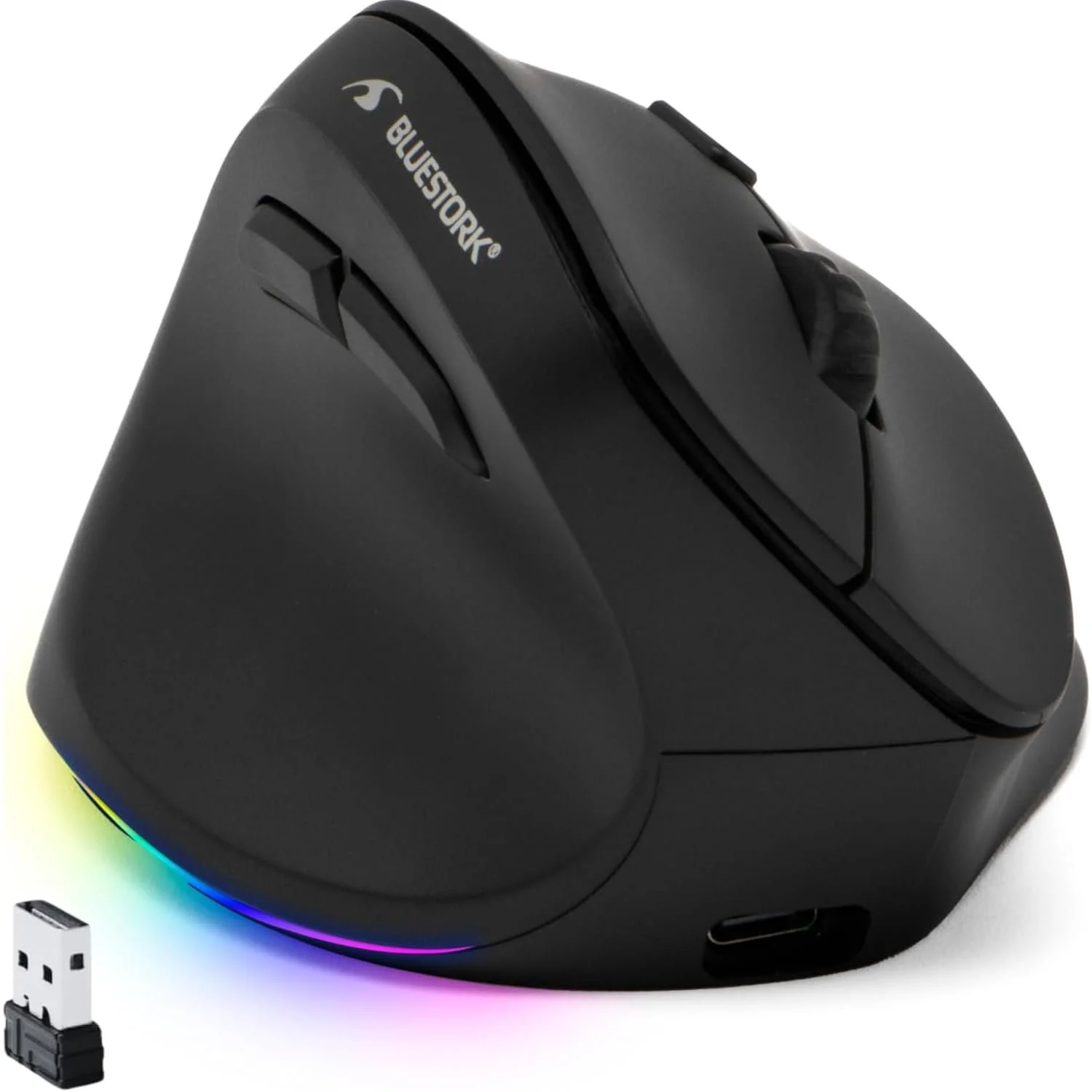 Мышь Bluestork Беспроводная вертикальная эргономичная 800-2400dpi 6 кнопок RGB Для левшей, фото №1 Мышь Bluestork Беспроводная вертикальная эргономичная 800-2400dpi 6 кнопок RGB Для левшей, фото №1