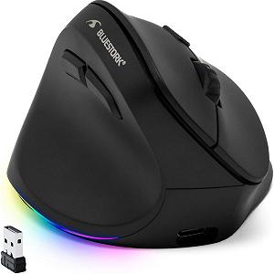 Мышь Bluestork Беспроводная вертикальная эргономичная 800-2400dpi 6 кнопок RGB Для левшей - Фото 1