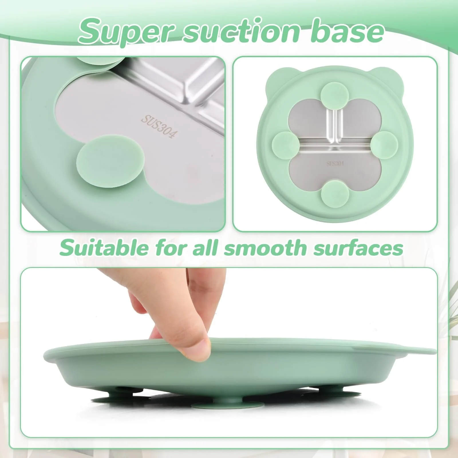 Набір дитячого посуду з нержавіючої сталі (2 шт) з присоскою, тарілки, ложки, виделки зі знімним силіконовим чохлом для дітей, фото №4 Набір дитячого посуду з нержавіючої сталі (2 шт) з присоскою, тарілки, ложки, виделки зі знімним силіконовим чохлом для дітей, фото №4