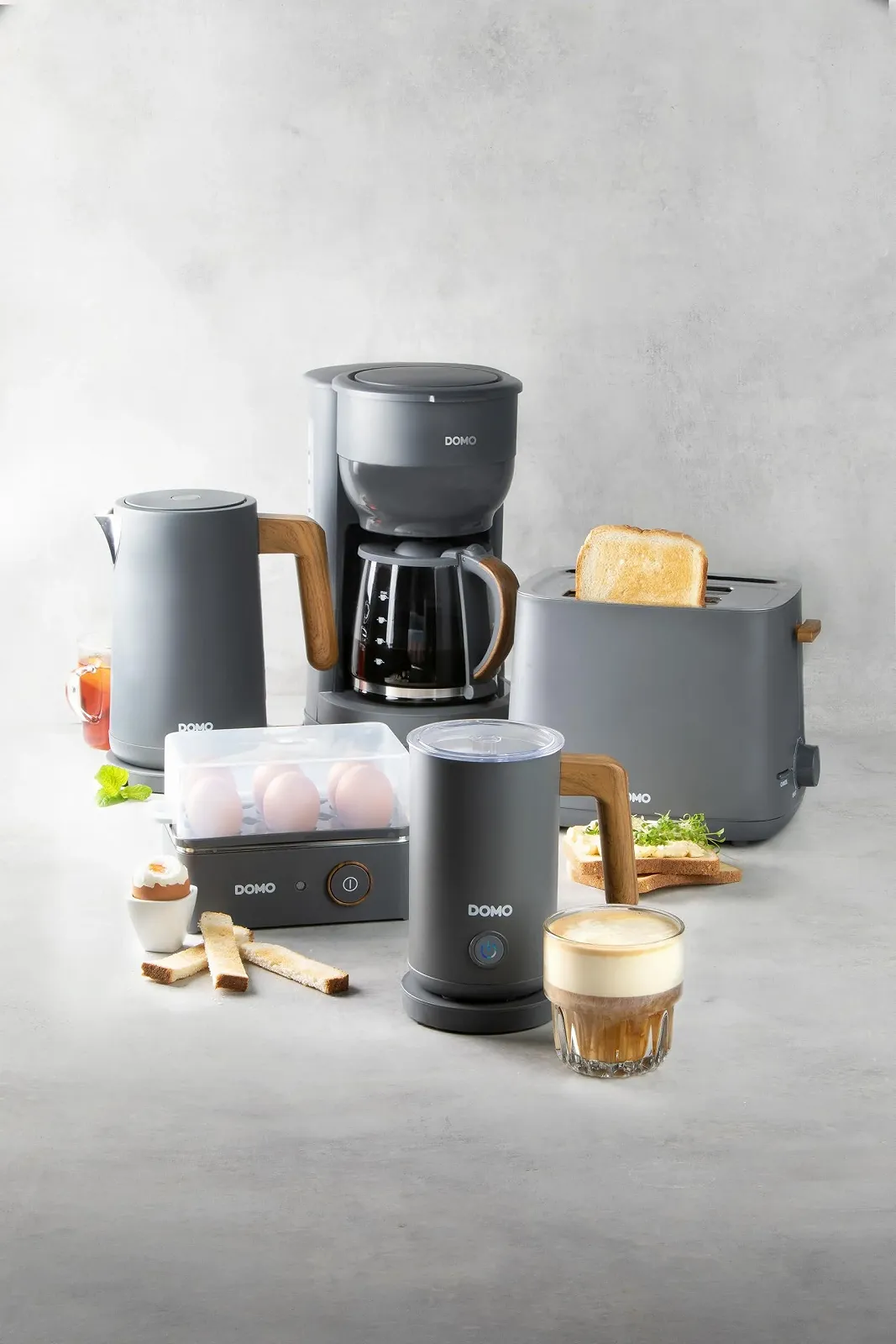 Капельная кофеварка DOMO Wood You Series DO754K 1,25 л 10 чашек Матовый серый с отделкой под дерево, фото №8