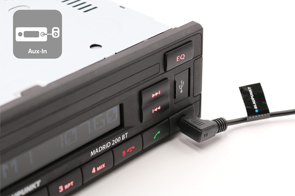 Магнітола Blaupunkt Madrid 200 BT з Bluetooth, RDS тюнером, Hands-Free, USB, Aux-In, 1-DIN, чорна, фото №5