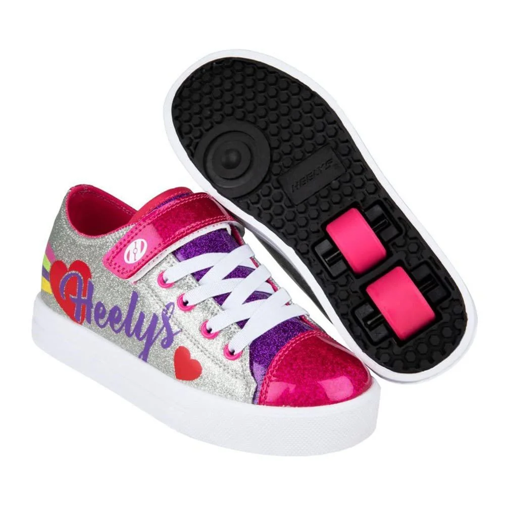 Кроссовки на колёсиках Heelys Серебряный Радужное сердце UK, фото №2 Кроссовки на колёсиках Heelys Серебряный Радужное сердце UK, фото №2