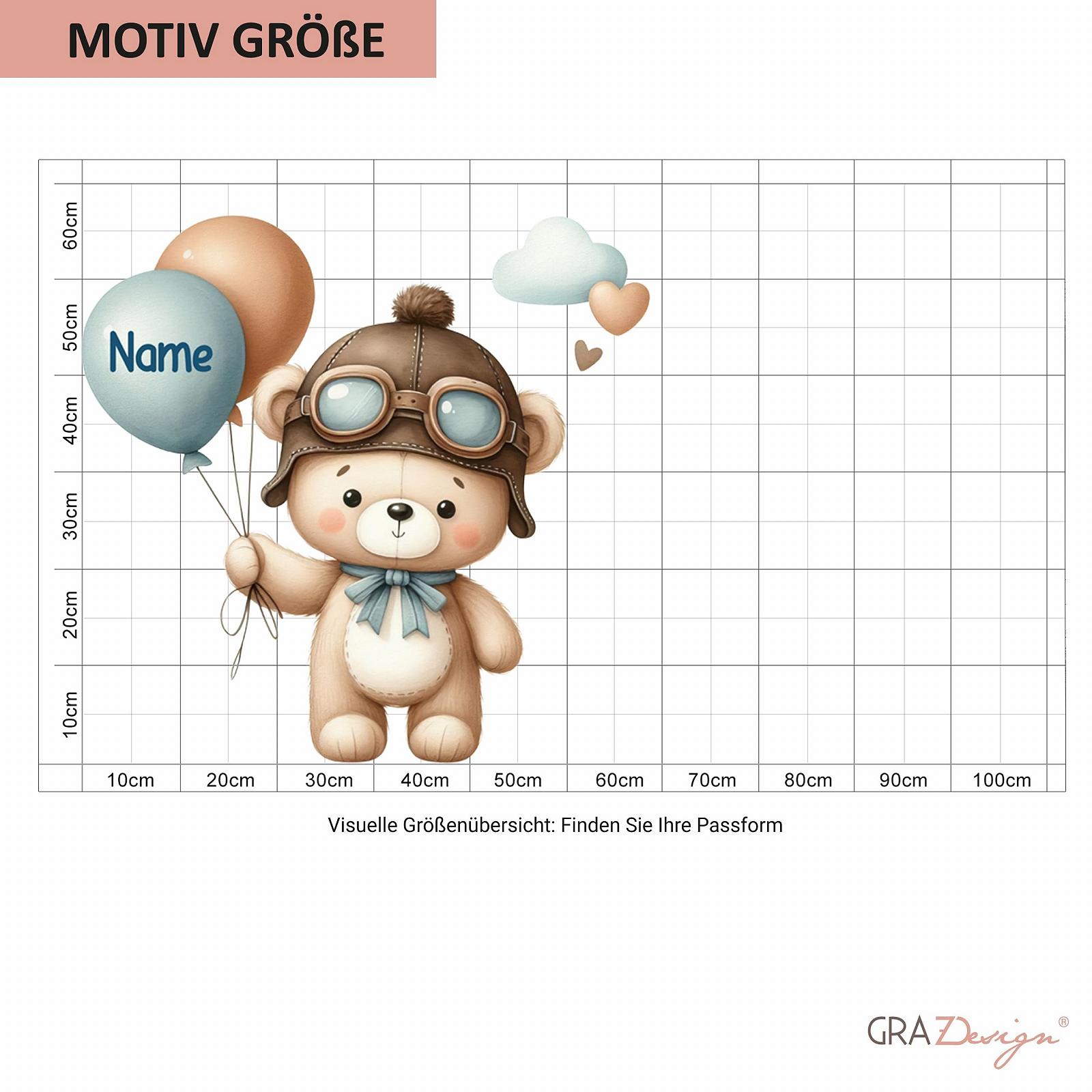 Наклейка на стіну GRAZDesign Ведмедик з повітряними кульками Персоналізована 59 x 57 см, фото №3