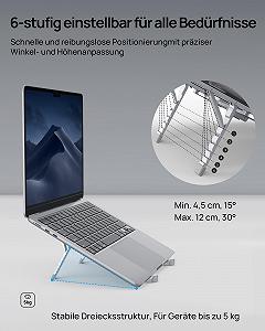 Подставка для ноутбука SODI, складная алюминиевая подставка, регулируемая по высоте подставка для ноутбука с вентиляцией, охлаждением и стабильностью для MacBook Pro/Air, HP, Sony, Dell, для всех 10-16 дюймовых ноутбуков - Светло-серый synthetic.ua - Фото 1