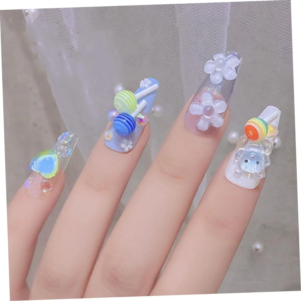 Украшение для ногтей FRCOLOR 250шт. Lollipop для творческого маникюра, красочные дизайны, декорации для ногтей с, фото №2
