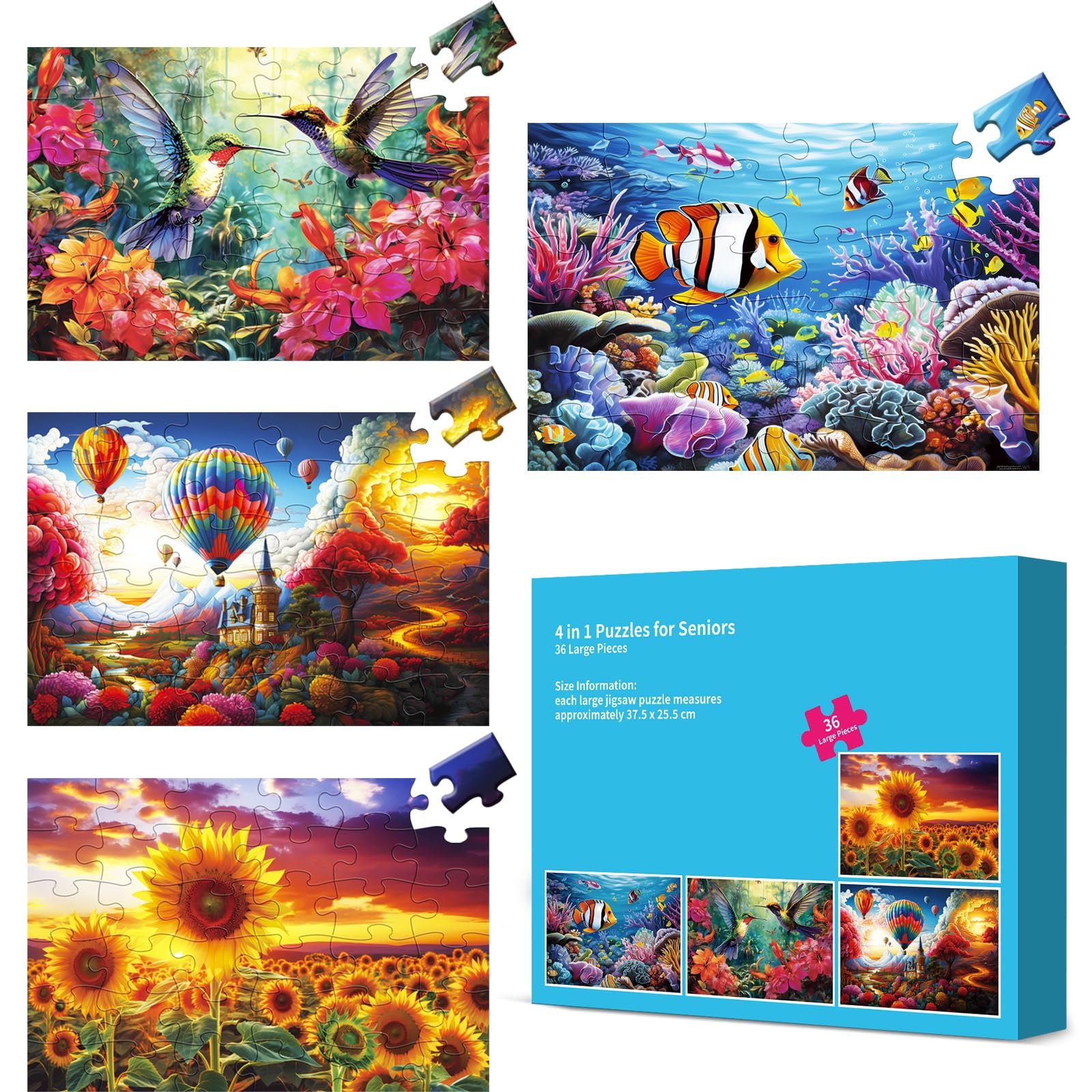Набор пазлов для пожилых людей 36 элементов 4 шт Когнитивная игра, фото №1 Набор пазлов для пожилых людей 36 элементов 4 шт Когнитивная игра, фото №1