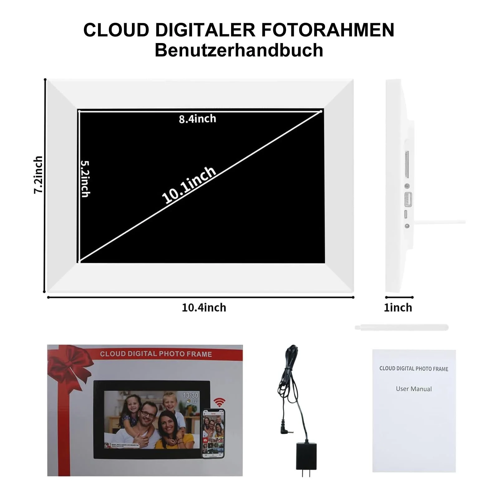 Цифровая фоторамка Frameo 10.1" WiFi 1280x800 IPS 32 ГБ Белый, фото №7