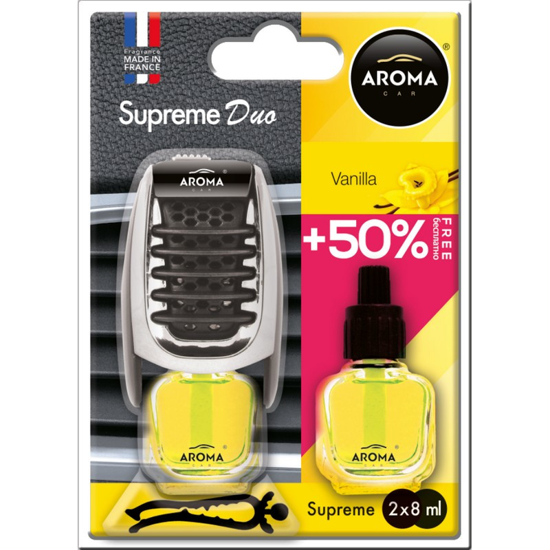 Ароматизатор в машину пахучка для авто Aroma Car Supereme DUO Slim 8ml Vanilla, фото №1