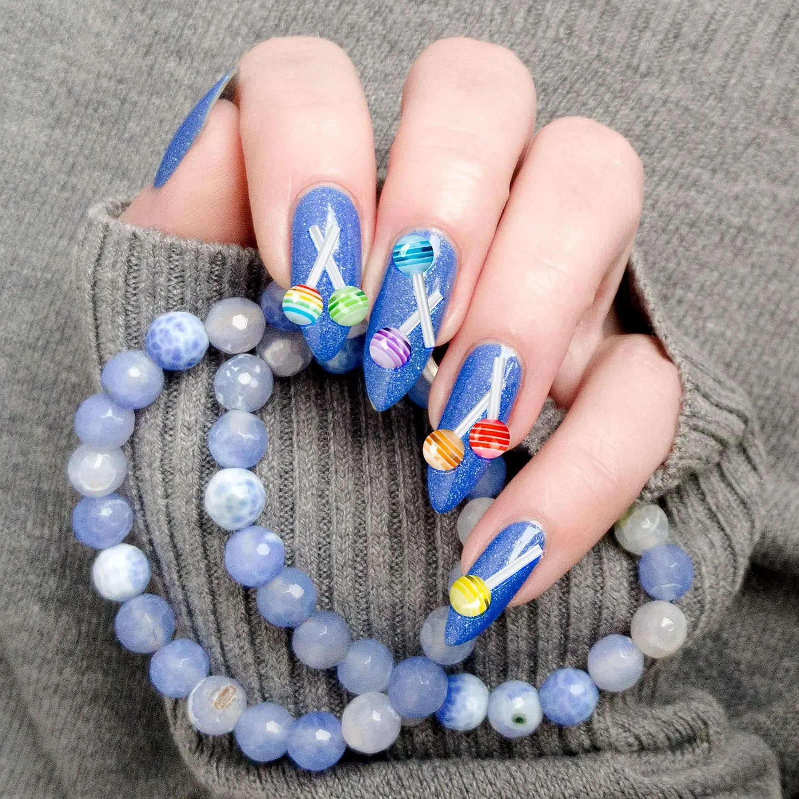 Подвески для ногтей Леденец PAGOW 6 мм Разноцветные, 200 шт, фото №6