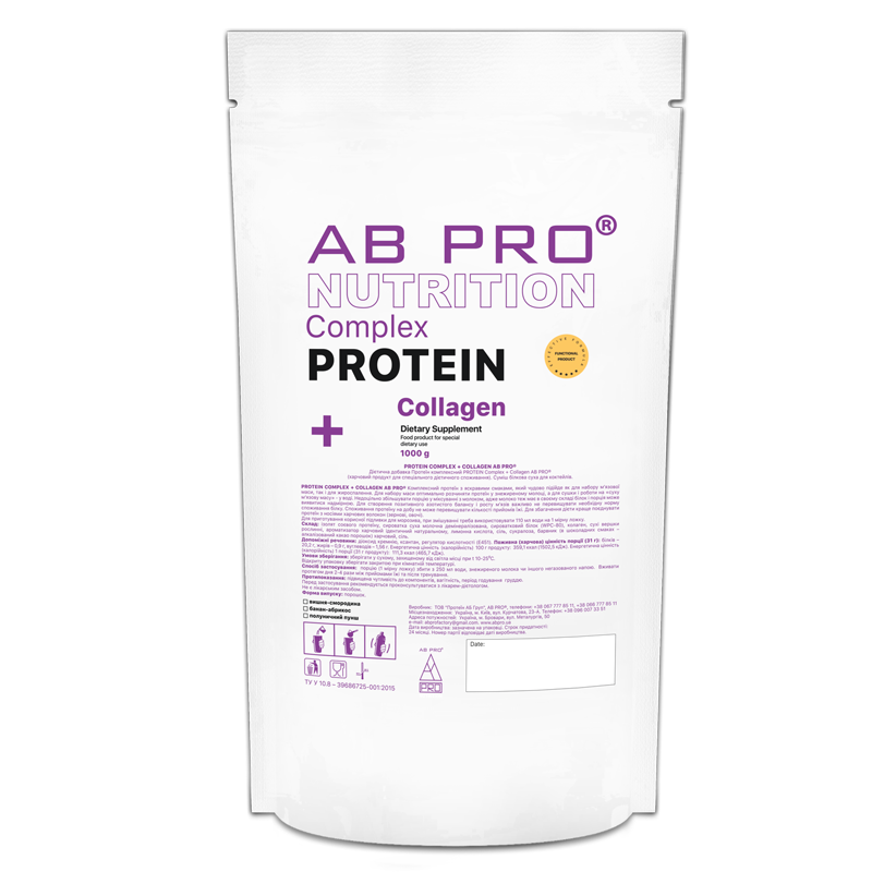 Протеин AB PRO PROTEIN COMPLEX + COLLAGEN 1000 г "вишня-смородина" (PCC1000ABCC202), фото №1