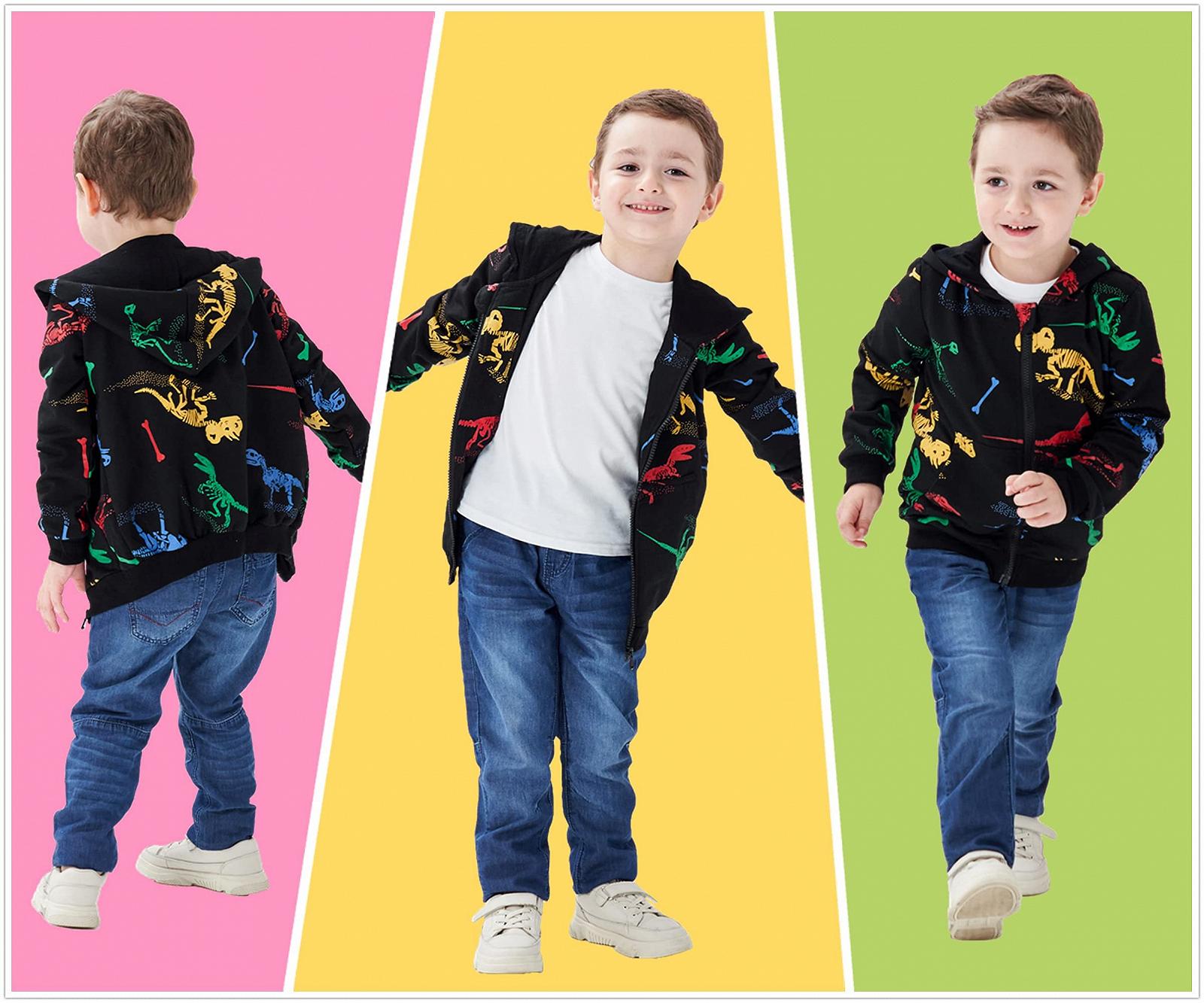 Куртка с капюшоном MIXIDON для мальчиков, детская спортивная куртка на молнии, толстовка с капюшоном для мальчиков с динозавром, 2-11 лет, фото №5