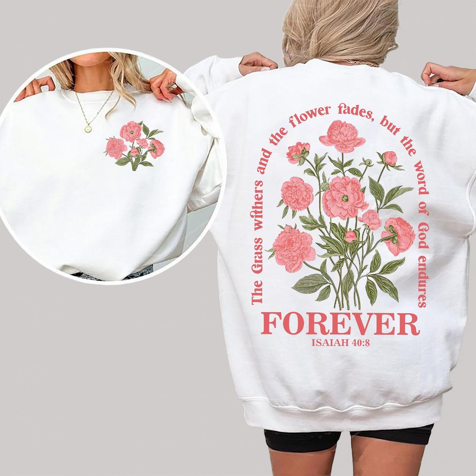 Толстовка Boho Christian Floral 40:8 Bibelvers Damen Faith Graphic с длинными рукавами, фото №3