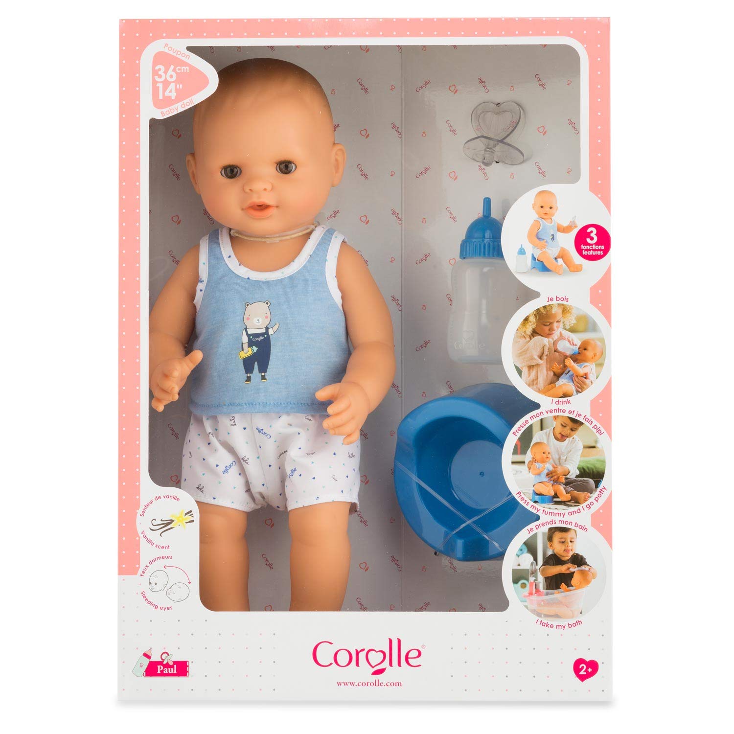 Лялька Corolle 9000130260 Mon Grand Poupon Paul Trink und Näss Bath Baby 36 см з шармом і ароматом ванілі, фото №2