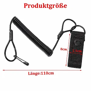 Тактичний ремінець Vakiorn, 2 шт., чорний, максимально розтягується до 125 см, зі спіральним кільцем для ключів synthetic.ua - Фото 1