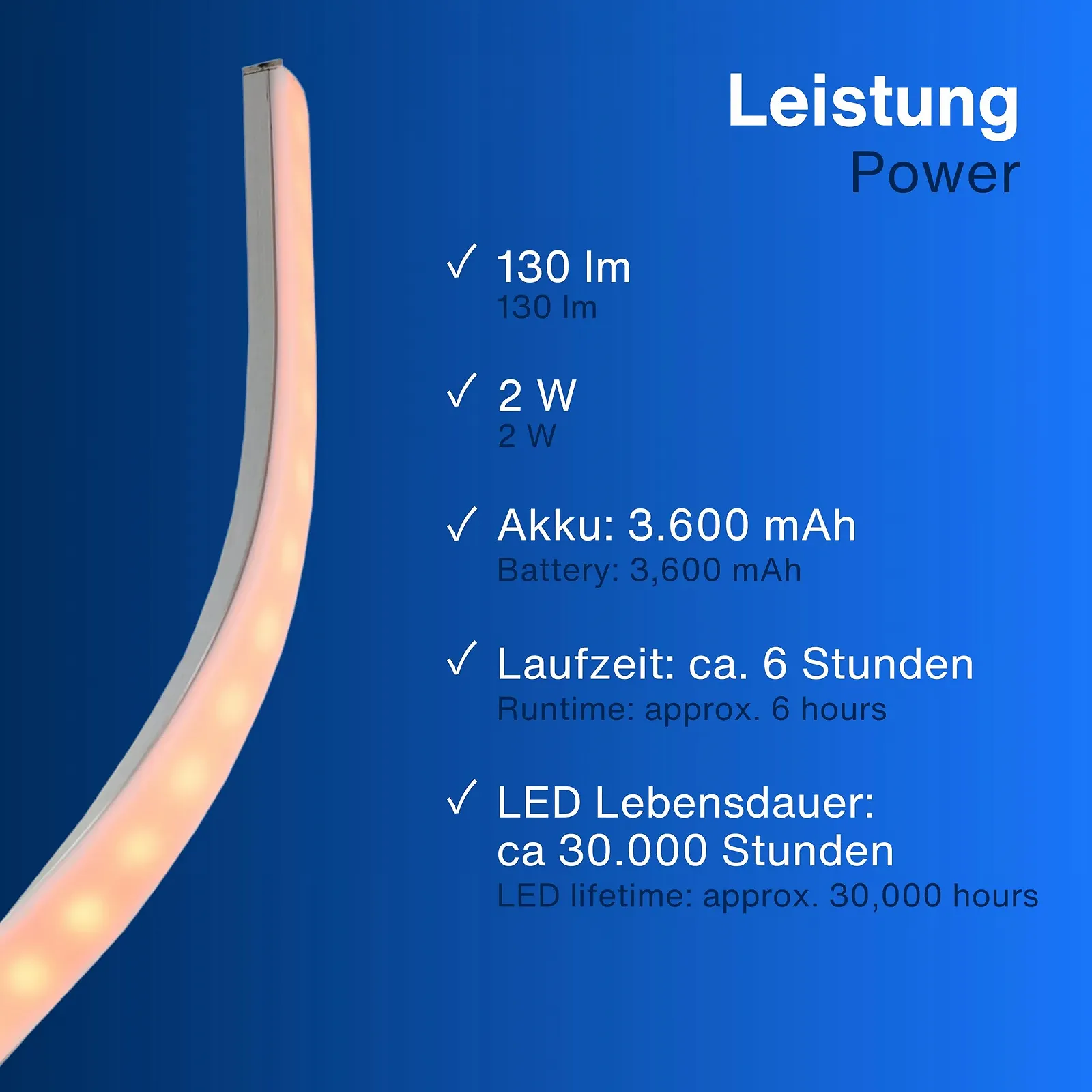 Настільна лампа REV SNAKE Акумуляторна Бездротова RGB Сенсорна Диммована Срібляста, фото №5