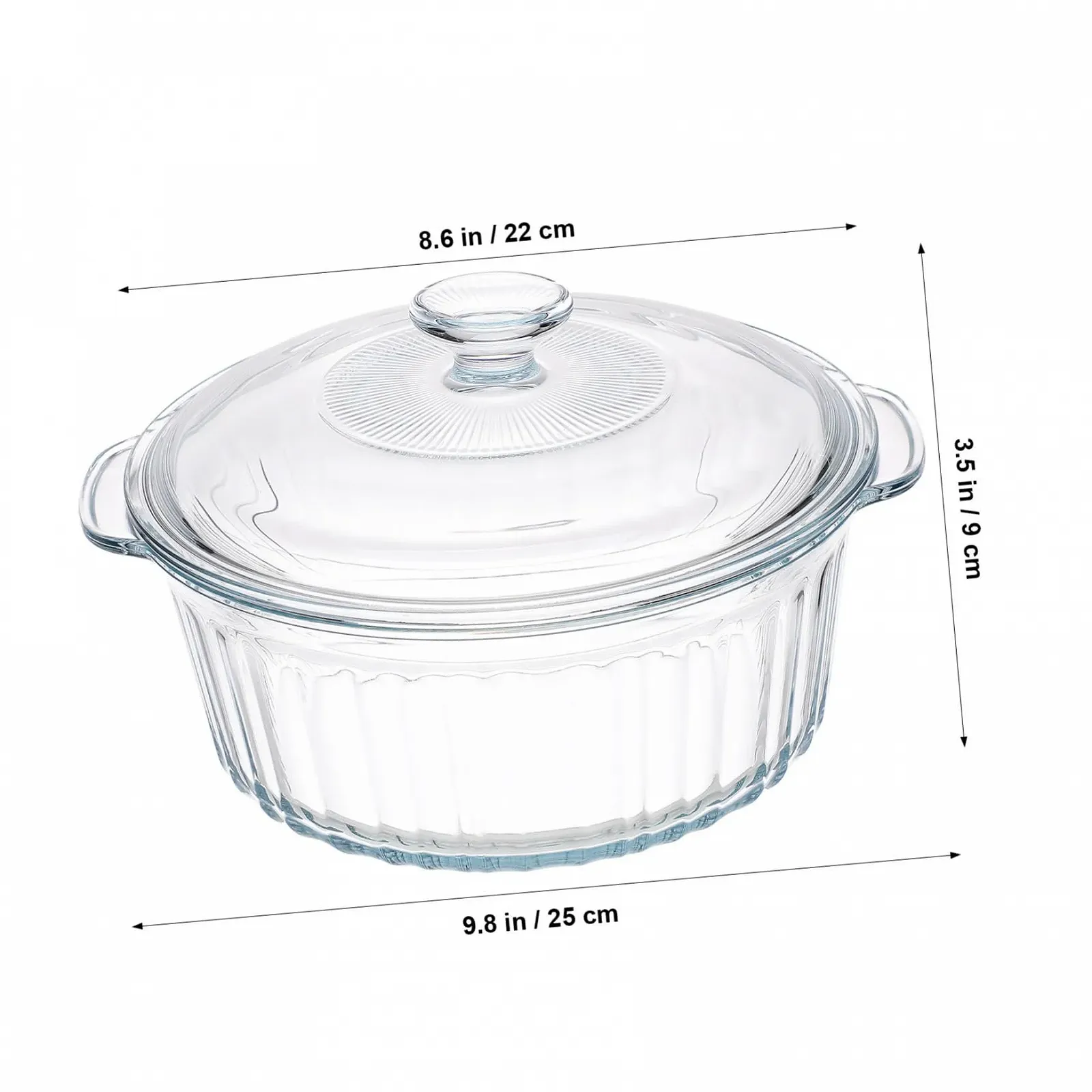 Форма для запекания круглая с крышкой термостойкая для духовки и микроволновой печи прозрачная, фото №4