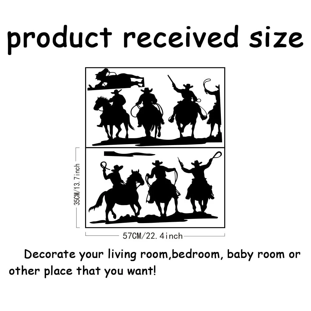 Наклейки на стіну SUPERDANT Western Cowboy Riding Silhouettes 2 шт. 57 x 35 см, фото №2 Наклейки на стіну SUPERDANT Western Cowboy Riding Silhouettes 2 шт. 57 x 35 см, фото №2